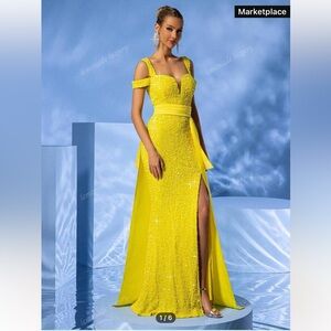 Elegant Yellow Evening Gown